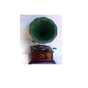 Gramófono con Base de madera cuadrada y cuerno de latón, pintado en verde, decoración del hogar para la sala de estar - Product Image 4