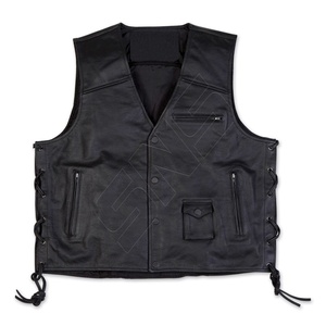 Venta al por mayor nuevos hombres por encargo de alta calidad Biker cuero genuino Club chaleco más tamaño primavera botón cierre a prueba de viento mejor diseño - Product Image 5