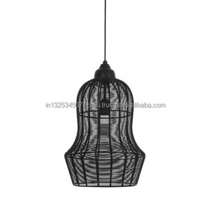 Lampe à suspension en jute noire - Product Image 1