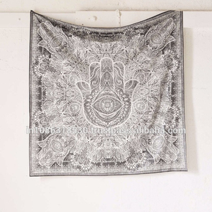 Tapices con estampado de Mandala indio bohemio a mano de Hamsa, hoja colgante de pared para sala de estar, esterilla de Yoga, manta de doble tamaño Aubusson - Product Image 2