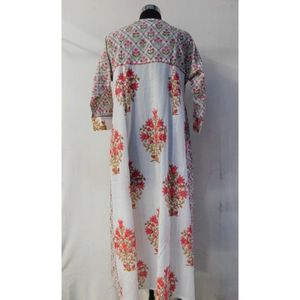 Đầm Kurtis in hoa thủ công Ấn Độ dành cho nữ, bộ sưu tập mới, thời trang, áo dài, size lớn - Product Image 3