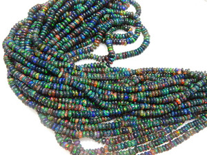 Perles d'opale éthiopienne faites à la main de qualité 3A de 8 pouces en forme de rondelle noire lisse avec finition lisse pour perles de pierre de bijoux à bricoler soi-même - Product Image 4