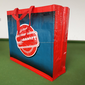 PP Woven Shopping <b>Bags</b> with U-<b>Piping</b> Construction Customized Color PP Webbing Handle Top Zipper and Cheap Price - Product Image 3