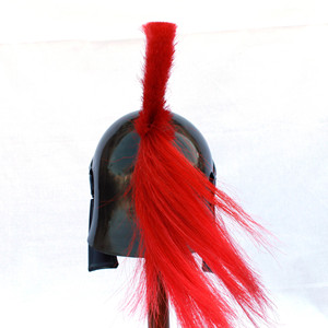 Casco Medieval de guerra, alta calidad, antiguo, negro, oscuro, romano, con Plume rojo, SAIWH930 - Product Image 3