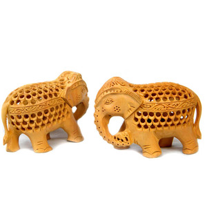 Elefante de madera tallado fino para el hogar decorativo madera amarilla Natural tallado a mano decoración elefante estatua y estatuilla - Product Image 1
