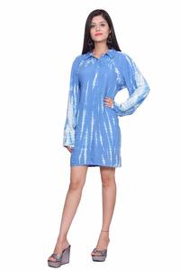 Azul cielo y blanco Tie Dye vestido casual Moda Africana ropa de playa - Product Image 3