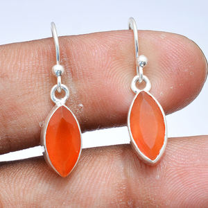 Marquise Shape Orange Carnelian Gemstone 925 <b>Sterling</b> <b>Silver</b> <b>Dangle</b> <b>Earrings</b> jewelry fashionable <b>Earring</b> For Wedding Gift Party. - Product Image 3