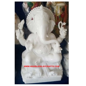 Estatua de Ganesha hecha a mano sentado en Shinghasan - Product Image 1