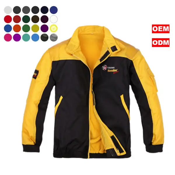 iGift No MOQ Design Your Own Branding Screen Printing Logo Light Weight Yellow OEM Custom Motorcycle Man Jacket