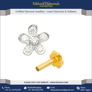 Oro amarillo Diamante Nariz Pin Tornillo Elegante Diamante Joyería - Product Image 2
