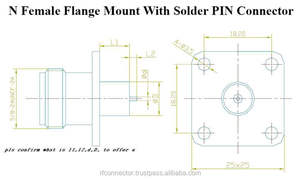 ชิ้นส่วนโทรคมนาคมคุณภาพพรีเมียม ออกแบบตามสั่ง ขั้วต่อแบบ Solder Pot 4 รู ชนิด N ตัวเมีย วัสดุโลหะ ความถี่ 3 GHz ความต้านทาน 50 โอห์ม ค่า VSWR 1.15 - Product Image 2
