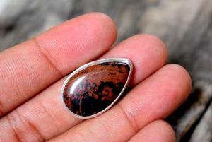 925 Sterling Silver Mahogany <b>Obsidian</b> Ring Oval Round Pear square Rectangle Natural Gemstone Stone Cabochon - Product Image 5
