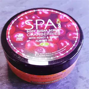 Groothandel Private Label Natuurlijke Massage Suiker Body Scrub Scrub Cranberries Met Honing En Zoete Amandelolie