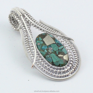 Colgante de Plata de Ley 925 con gema dicroica para mujer, colgante de cóctel hecho a mano - Product Image 3