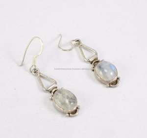 เรนโบว์มูนสโตน925ต่างหูเงินแฮนด์เมดเครื่องประดับเงินพลอยต่างหูขายส่งราคาโรงงาน - Product Image 2