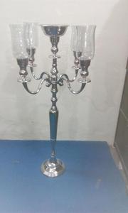 Candelabro de Metal Plateado Personalizado, Hecho a Mano, con Centro de Flores Cilíndrico, para Decoraciones de Boda y Navidad, Marca OMKAAR, ¡En Oferta! - Product Image 4