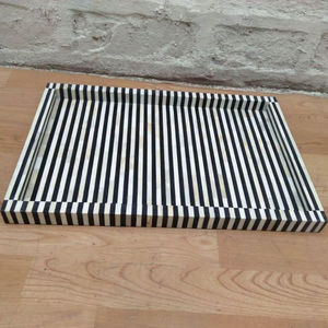 Plateau de service écologique en incrustation d'os avec design en zigzag Style traditionnel pour l'extérieur - Product Image 3