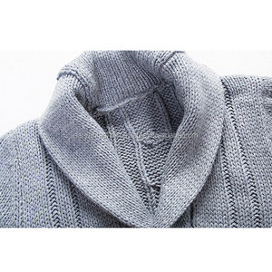 Suéter de Punto para Hombre, Abrigo de Invierno, Manga Regular, Talla Grande, Antiencogimiento, Diseño a Cuadros, Cuello Mao Grueso - Product Image 4