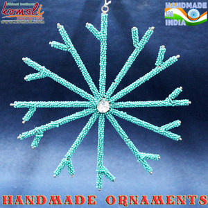 Ornement de Noël en cristal de verre flocon de neige en métal en gros perlé - Product Image 4