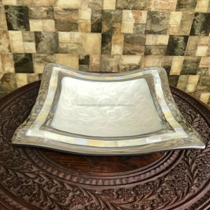 De aluminio de granates de incrustación de arte y artesanía bandeja esmaltada Set de 2 - Product Image 3