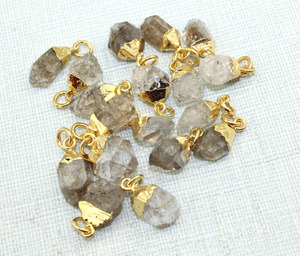 Herkimer จี้เชื่อมต่อเพชรแบบธรรมชาติ,อัญมณีดิบขนาด16มม. ถึง22มม. เครื่องประดับขายส่งทองคำ24K - Product Image 4