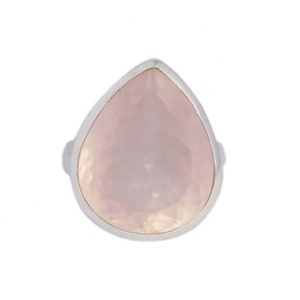 Solid 925 Sterling <b>Silver</b> Natural Rose Quartz Gemstone <b>Ring</b> Indian Handmade <b>Silver</b> Jewelry <b>Eternity</b> Vermeil <b>Rings</b> - Product Image 3