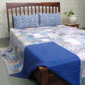 Edredón Kantha de algodón con estampado de bloques a mano indio, tamaño Queen, Patchwork, lavable, uso en hotel, a la venta a precio mayorista, novedad - Product Image 1