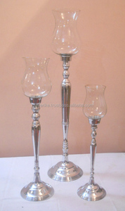 Portavelas de Hurricanes de Metal decorado para el hogar con soporte de Pilar elegante de vidrio para decoración de vajilla de Evento de boda - Product Image 2