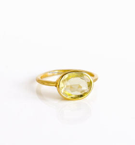 Bague en topaze naturelle de citron et de Quartz, en argent Sterling 925, magnifique bijou fait à la main, plaqué or, à la mode - Product Image 1