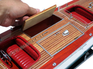 Mae West Runabout Modèle de bateau de vitesse en bois Style artisanal du Vietnam - Product Image 2