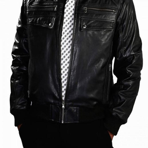 Genuine <b>Black</b> Leather Jacket 100 % Genuine Goat Leather <b>Men's</b> Jacket - Product Image 1