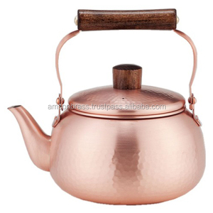 Bouilloire à thé en cuivre, pour réchauffer l'eau au chaud, avec manche en bois, bouilloire en cuivre - Product Image 6