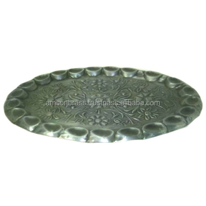 Plaque de chargeur personnalisée en aluminium argenté de forme ronde Plaque de chargeur de vente chaude en aluminium gaufré antique - Product Image 3