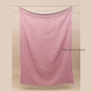 Soft decorative <b>wool</b> & <b>cotton</b> Pink Lambwool throw blanket, customizable throw blanket - Product Image 2