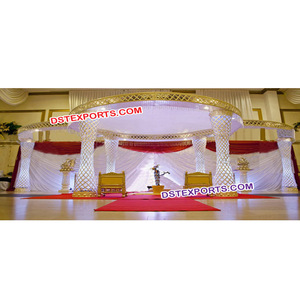 Latest Outdoor Vintage Indian Wedding Mandap Set <b>Gold</b> Crystal Decorations Manufactured by Professional Wedding Decorator USA - Product Image 1