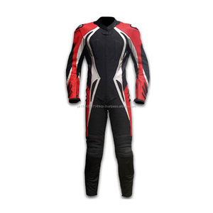 Excellent Design & Comfort, 100% genuine Cowhide leather / Motorcycle Leather Suit / Black and Red Leather Suit - Product Image 2