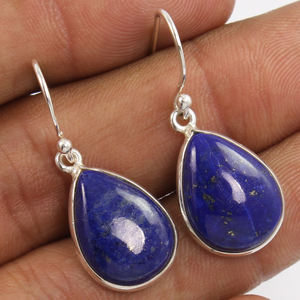 Boucles d'oreilles pendantes classiques en argent sterling 925 coupe poire Lapis Lazuli pierre précieuse Style de balancent fin pour les cadeaux de fiançailles ou d'anniversaire - Product Image 1