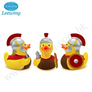 Vinyl Bath Toy Hot New Product Plastic PVC Vinyl Squeaky Bath Toy Customized Fairy Tail Roman Soldier Logo Printed Yellow Rubber Duck