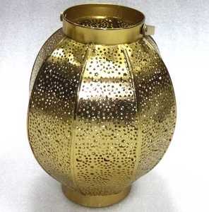 Home Decoration NEW FILIGREE ROUND GOLD HURRICANE LANTERN - Product Image 1