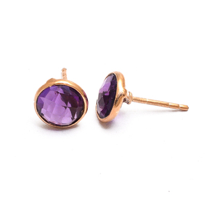 Briolette-pendientes de plata de ley 925 hechos a mano con gema de amatista redonda, joyería - Product Image 2