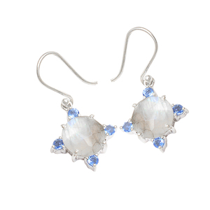 Rainbow <b>Moonstone</b> Iolite Gemstone Dangle <b>Earrings</b> Handmade 925 Sterling Silver fashion Jewelry Fashionable <b>Earring</b> For women. - Product Image 2