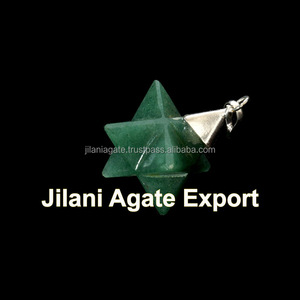 Pierre précieuse en cristal d'agate vert foncé Style Feng Shui argent pendule de radiesthésie pierre semi-précieuse artisanat outil de radiesthésie Markaba - Product Image 1