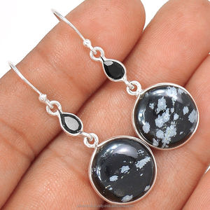 Wostu — boucles d'oreilles en argent Sterling 925, incroyable bijou avec pierres précieuses flocon de neige naturelles, fait à la main - Product Image 5