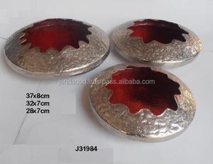 Soporte votivo de aluminio de alta calidad de níquel y color rojo, decoración navideña hecha a mano para el hogar con impresión en dos tonos - Product Image 2