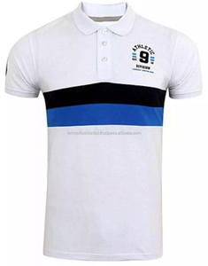 Camiseta Casual de Manga Corta para Hombre, Transpirable, de Punto, a Rayas, 100% Algodón, Antiarrugas, Bordada y Personalizada, al por Mayor - Product Image 1