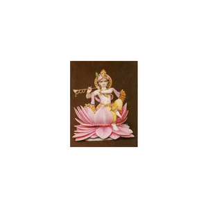 Statue de Krishna en marbre sur lotus - Product Image 1