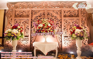 เวทีมุสลิม Walima กรอบสีทองเวทีแต่งงานเฟรมรอยัลไฟเบอร์อินเดียทองแต่งงานเวทีหลังกรอบ - Product Image 6