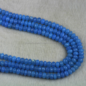 Perles rondes à facettes en calcédoine bleue (rondelle) pour la fabrication de bijoux - Product Image 3