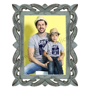 Marco de fotos de madera de mango antiguo blanco 4x6 5x7 8x10 tallado a mano proveedor a granel perfecto para regalo de boda y decoración de pared marco de madera - Product Image 1