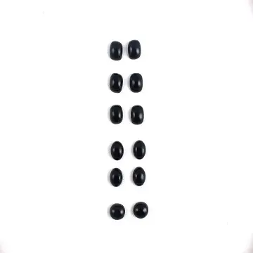 6 Pasang Asli Natural Hitam Onyx Bulat Persegi Bentuk Oval Halus Longgar Batu Permata Perhiasan Cabochons